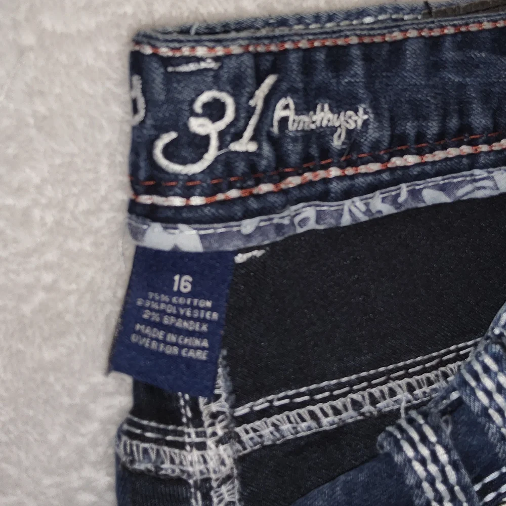 Amethyst Jeans Dark Blue with White Accents - Picture 2 of 2